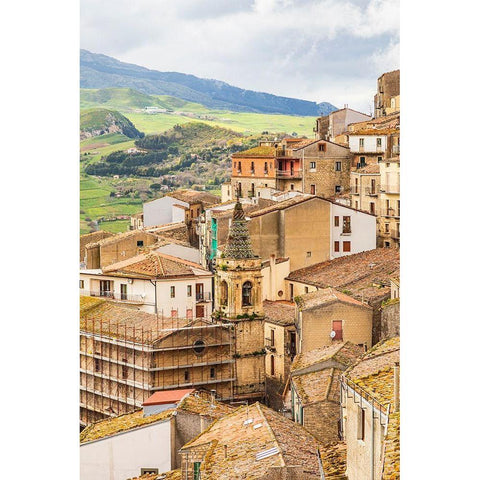 Palermo Province-Gangi View of the town of Gangi in the mountains of Sicily Gold Ornate Wood Framed Art Print with Double Matting by Wilson, Emily