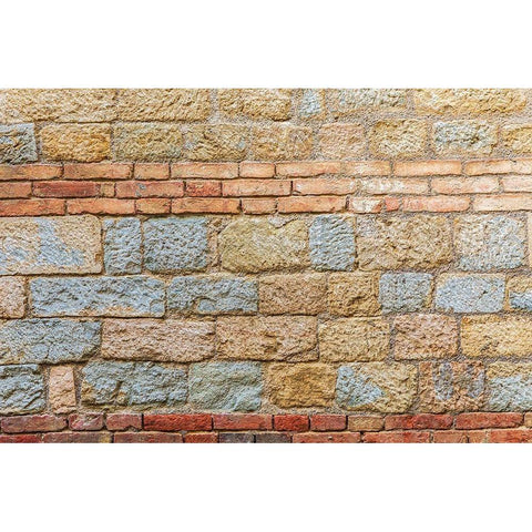 Palermo Province-A stone wall with brick inlay in the town of Gangi Black Modern Wood Framed Art Print with Double Matting by Wilson, Emily