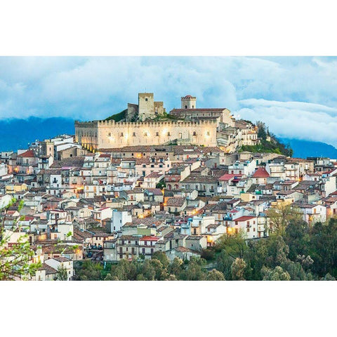 Messina Province-Montalbano Elicona The castle above the medieval hill town of Montalbano Elicona White Modern Wood Framed Art Print by Wilson, Emily