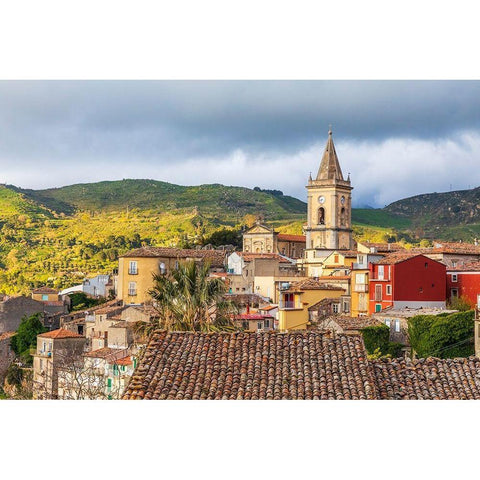 Messina Province-Novara di Sicilia The medieval hill town of Novara di Sicilia Black Modern Wood Framed Art Print with Double Matting by Wilson, Emily