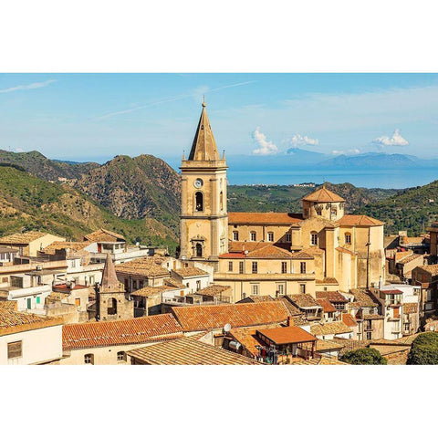 Messina Province-Novara di Sicilia The medieval hill town of Novara di Sicilia Gold Ornate Wood Framed Art Print with Double Matting by Wilson, Emily
