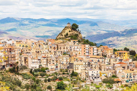 Enna Province-Centuripe The ancient town of Centuripe in eastern Sicily  Black Ornate Wood Framed Art Print with Double Matting by Wilson, Emily
