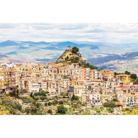 Enna Province-Centuripe The ancient town of Centuripe in eastern Sicily  Black Modern Wood Framed Art Print by Wilson, Emily