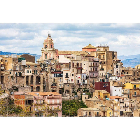 Enna Province-Centuripe The ancient hill town of Centuripe in eastern Sicily Black Modern Wood Framed Art Print by Wilson, Emily
