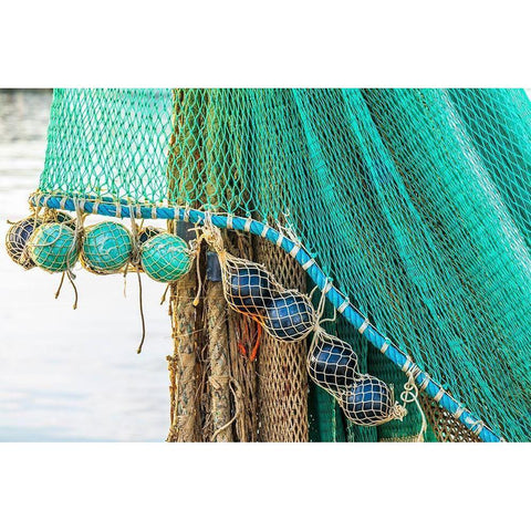 Agrigento Province-Sciacca A fishing net in the harbor of Sciacca-on the Mediterranean Sea Black Modern Wood Framed Art Print with Double Matting by Wilson, Emily