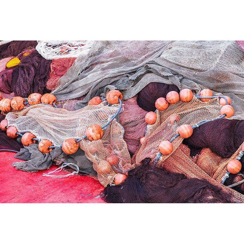 Agrigento Province-Sciacca A fishing net in the harbor of Sciacca-on the Mediterranean Sea Black Modern Wood Framed Art Print by Wilson, Emily