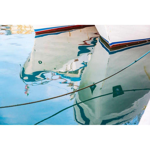 Agrigento Province-Sciacca Reflection of fishing boats in the harbor of Sciacca Black Modern Wood Framed Art Print by Wilson, Emily