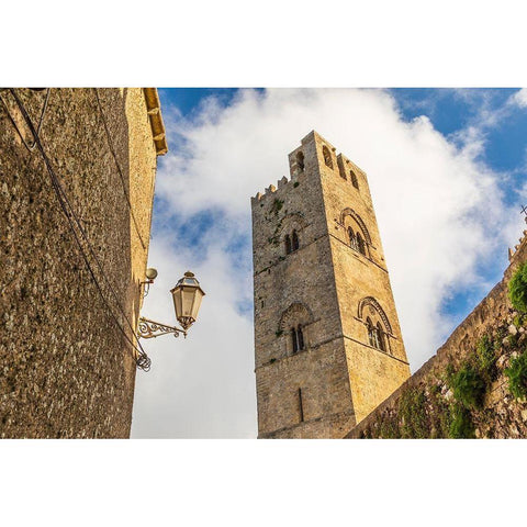 Trapani Province-Erice The Torre campanaria del Duomo dellAssunta at the Chiesa Madre Black Modern Wood Framed Art Print by Wilson, Emily