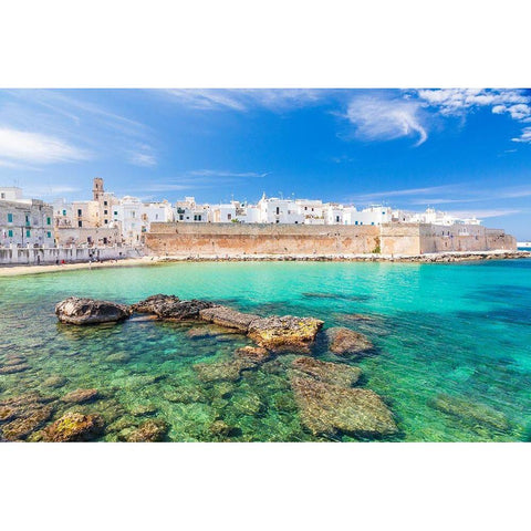 Italy-Apulia-Metropolitan City of Bari-Monopoli Porta Vecchia (Old Port) Gold Ornate Wood Framed Art Print with Double Matting by Wilson, Emily