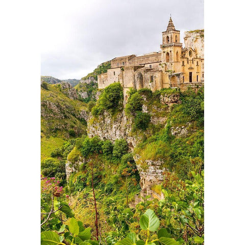 Italy-Basilicata-Province of Matera-Matera Ravine of Torrente Gravina Black Modern Wood Framed Art Print by Wilson, Emily