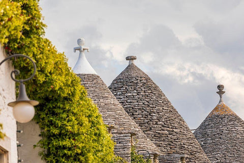 Italy-Apulia-Metropolitan City of Bari-Alberobello Trulli houses White Modern Wood Framed Art Print with Double Matting by Wilson, Emily