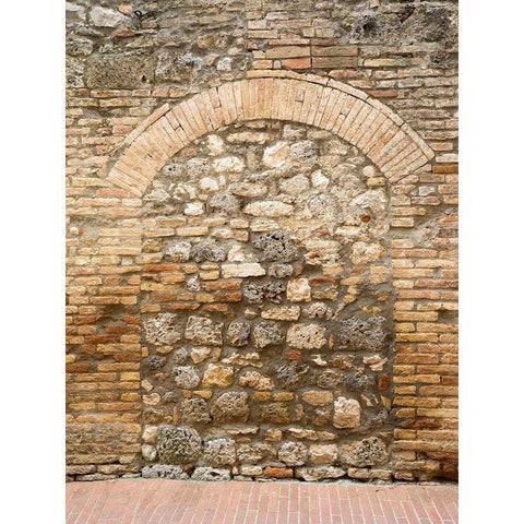 Italy-Chianti Old doorway that has been closed off with stone in the town of San Gimignano Gold Ornate Wood Framed Art Print with Double Matting by Eggers, Julie