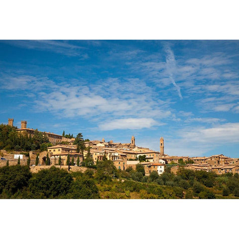Italy-Tuscany-Montalcino The hill town of Montalcino as seen from below White Modern Wood Framed Art Print by Eggers, Julie