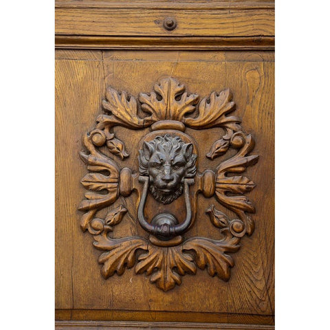 Italy-Tuscany Ornate door knocker in the historic hill town of Montalcino White Modern Wood Framed Art Print by Eggers, Julie