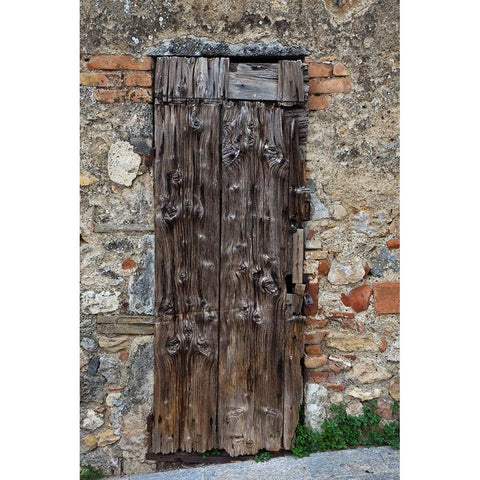 Italy-Tuscany-Monteriggioni Old doorway in the walled town of Monteriggioni White Modern Wood Framed Art Print by Eggers, Julie