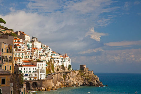 Italy-Amalfi The beautiful view of the coastal town of Amalfi on the Gulf of Salerno Black Ornate Wood Framed Art Print with Double Matting by Eggers, Julie
