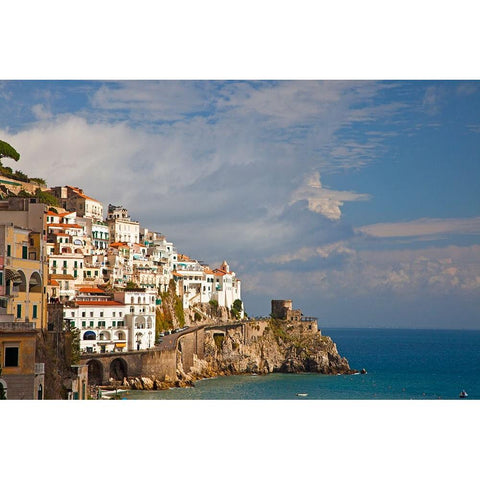Italy-Amalfi The beautiful view of the coastal town of Amalfi on the Gulf of Salerno Black Modern Wood Framed Art Print by Eggers, Julie
