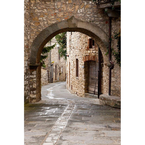 Italy-Tuscany-Vertine Exploring the small hillside town of Vertine in the Chianti region of Tuscany Black Modern Wood Framed Art Print with Double Matting by Eggers, Julie
