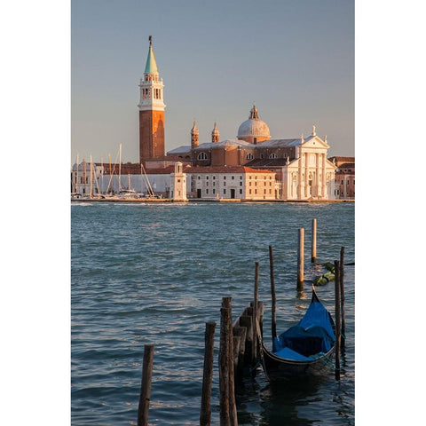 Italy-Venice View of gondolas in front of Piazza San Marco (St Marks Square) Black Modern Wood Framed Art Print by Eggers, Julie