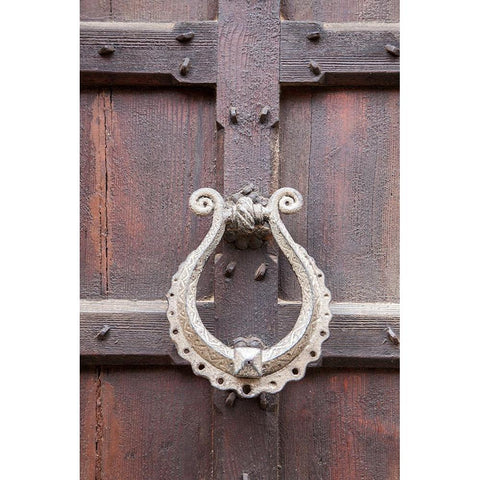 Italy-Venice Door knocker on an old door along the streets of Venice White Modern Wood Framed Art Print by Eggers, Julie