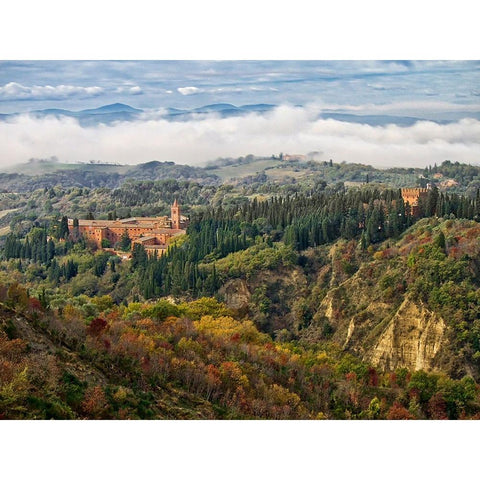 Italy-Tuscany-Chiusure Abbey of Monte Oliveto Maggiore-a Benedictine monastery Black Modern Wood Framed Art Print by Eggers, Julie