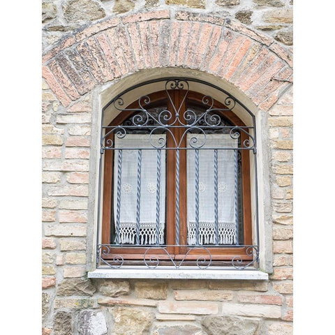 Italy-Tuscany-Province of Siena-Montalcino Iron-barred window Black Modern Wood Framed Art Print with Double Matting by Eggers, Julie