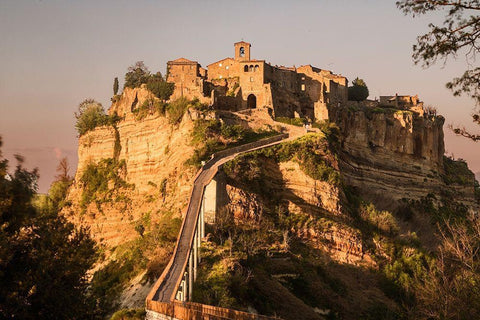 Civita de Bagnoregio-Italy Black Ornate Wood Framed Art Print with Double Matting by Ford, John