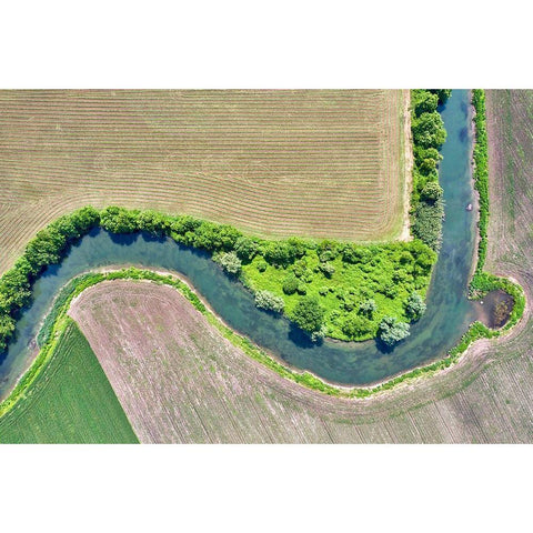 Italy-Mantua-river Mincio Natural Park-fields and Mincio river Black Modern Wood Framed Art Print with Double Matting by Molinari, Michele