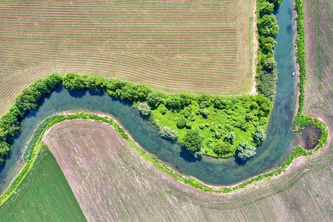 Italy-Mantua-river Mincio Natural Park-fields and Mincio river Black Ornate Wood Framed Art Print with Double Matting by Molinari, Michele