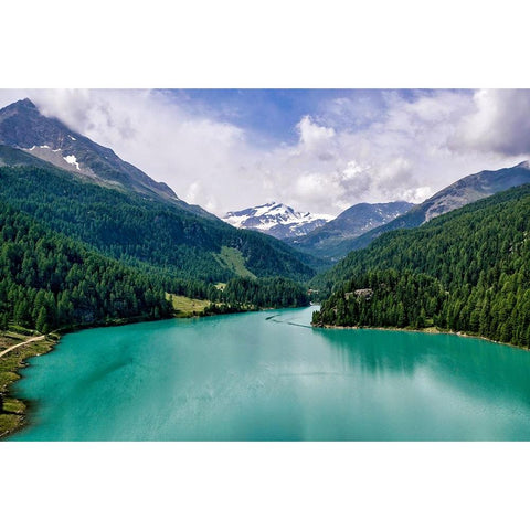 Italy-Stelvio National Park-Val Martello (Martello Valley) artificial lake Black Modern Wood Framed Art Print by Molinari, Michele