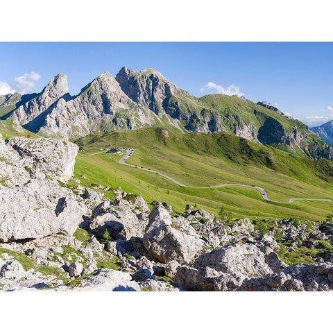 Dolomites at Passo Giau View towards Monte Cernera and Monte Mondeval  Gold Ornate Wood Framed Art Print with Double Matting by Zwick, Martin