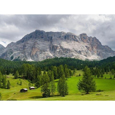 Mountain range Kreuzkofel-Sasso Santa Croce in the nature park Fanes Sennes Prags Black Modern Wood Framed Art Print with Double Matting by Zwick, Martin