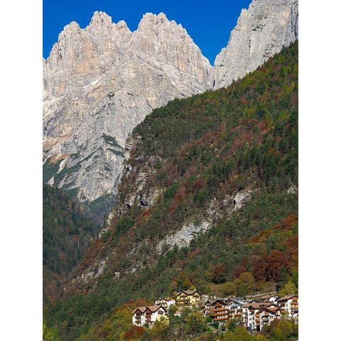 Molveno at lake Lago di Molveno in the Dolomiti di Brenta Italy-Trentino Black Modern Wood Framed Art Print by Zwick, Martin