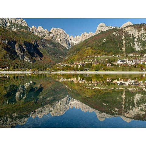 Molveno at lake Lago di Molveno in the Dolomiti di Brenta  Italy-Trentino Gold Ornate Wood Framed Art Print with Double Matting by Zwick, Martin