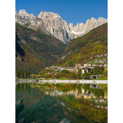 Molveno at lake Lago di Molveno in the Dolomiti di Brenta  Italy-Trentino Gold Ornate Wood Framed Art Print with Double Matting by Zwick, Martin