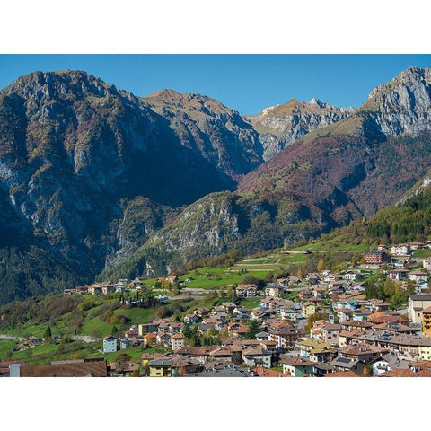 Dolaso-part of San Lorenzo Dorsino in the Dolomiti di Brenta  Italy-Trentino Black Modern Wood Framed Art Print by Zwick, Martin