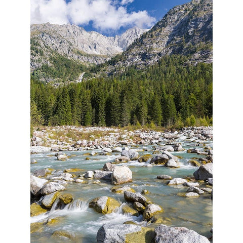 River Sarca-Val di Genova in the Parco Naturale Adamello-Brenta-Trentino-Italy-Val Rendena Black Modern Wood Framed Art Print with Double Matting by Zwick, Martin