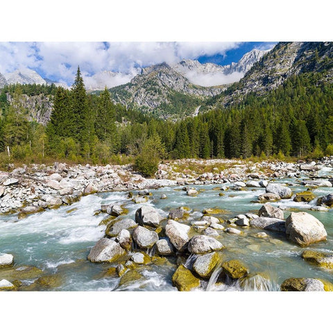 River Sarca-Val di Genova in the Parco Naturale Adamello-Brenta-Trentino-Italy-Val Rendena Black Modern Wood Framed Art Print by Zwick, Martin
