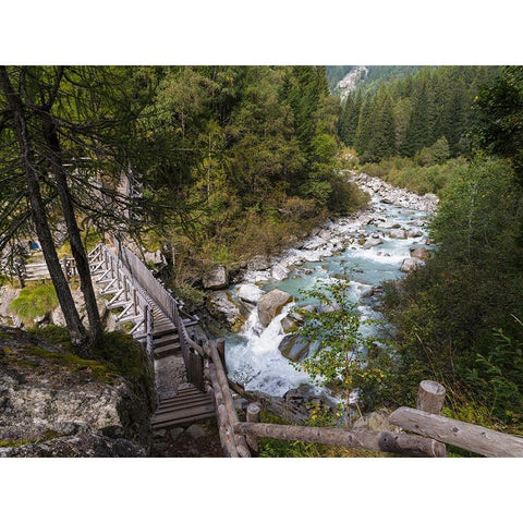 River Sarca-Val di Genova in the Parco Naturale Adamello-Brenta-Trentino-Italy-Val Rendena Black Modern Wood Framed Art Print by Zwick, Martin