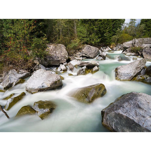 River Sarca-Val di Genova in the Parco Naturale Adamello-Brenta-Trentino-Italy-Val Rendena Black Modern Wood Framed Art Print by Zwick, Martin