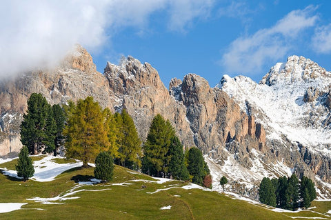 Geisler mountain range in the dolomites of the Groden Valley or Val Gardena in South Tyrol-Alto Adi Black Ornate Wood Framed Art Print with Double Matting by Zwick, Martin