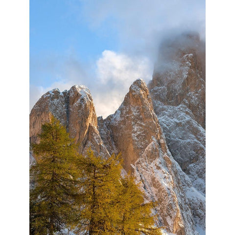 Geisler mountain range in the dolomites of the Villnoss Valley in South Tyrol-Alto Adige after an a Black Modern Wood Framed Art Print by Zwick, Martin