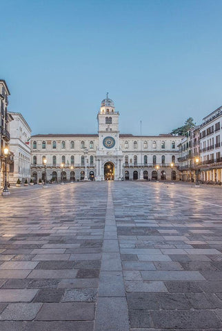 Italy-Padua-Piazza dei Signori Black Ornate Wood Framed Art Print with Double Matting by Tilley, Rob