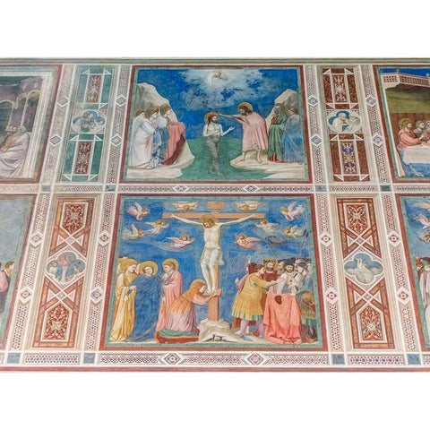 Italy-Padua-Scrovegni Chapel with frescoes painted by Giotto in the 14th century Black Modern Wood Framed Art Print by Tilley, Rob