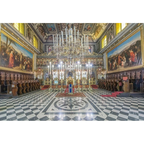 Italy-Trieste-Greek Orthodox Church Interior Black Modern Wood Framed Art Print with Double Matting by Tilley, Rob