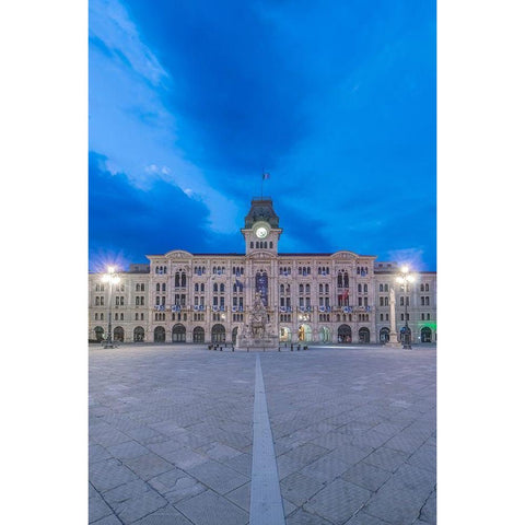Italy-Trieste-Piazza Unita dItalia at dawn Gold Ornate Wood Framed Art Print with Double Matting by Tilley, Rob