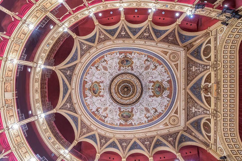 Italy-Trieste-Teatro Verdi Ceiling White Modern Wood Framed Art Print with Double Matting by Tilley, Rob