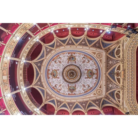 Italy-Trieste-Teatro Verdi Ceiling Black Modern Wood Framed Art Print by Tilley, Rob