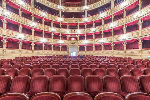 Italy-Trieste-Teatro Verdi Interior Black Ornate Wood Framed Art Print with Double Matting by Tilley, Rob