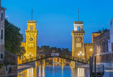 Italy-Venice Arsenal-This area was a shipyard which produced all of the ships in the Venetian navy Black Ornate Wood Framed Art Print with Double Matting by Tilley, Rob